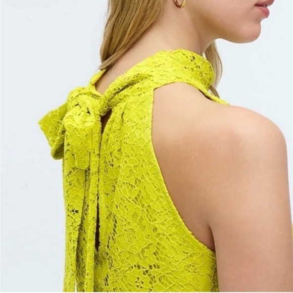 NWT J. Crew Chartreuse Tie Neck Lace Top #AG853 - Picture 3 of 8
